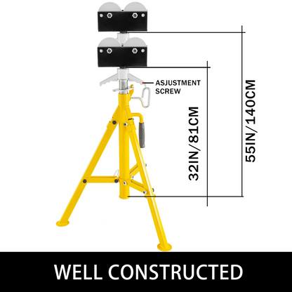 VEVOR 0.5-12 inch Roller Pipe Stand - Adjustable Height, 2500Lb Capacity