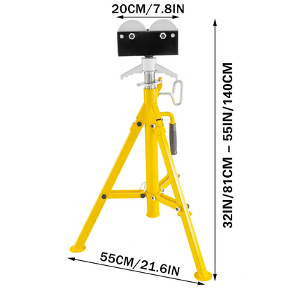 VEVOR 0.5-12 inch Roller Pipe Stand - Adjustable Height, 2500Lb Capacity