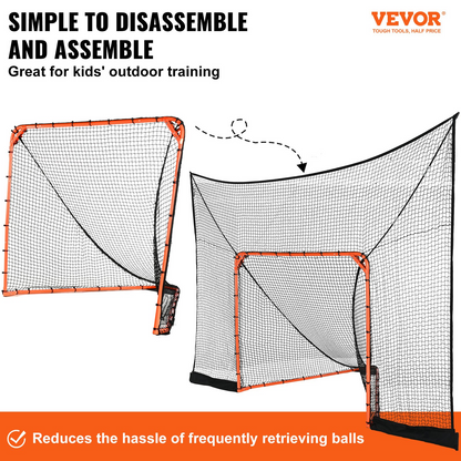 VEVOR 12' x 9' Hockey & Lacrosse Goal Backstop - Quick Setup, Extended Coverage, Perfect for Youth & Adult Training