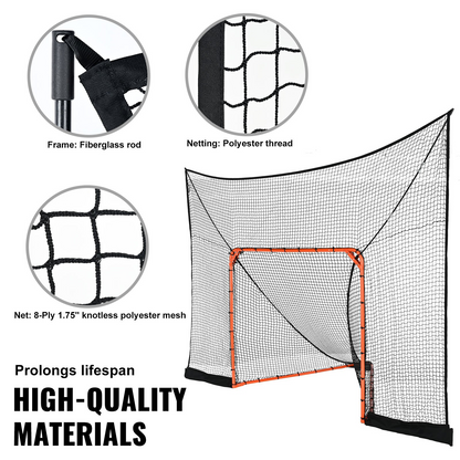 VEVOR 12' x 9' Hockey & Lacrosse Goal Backstop - Quick Setup, Extended Coverage, Perfect for Youth & Adult Training