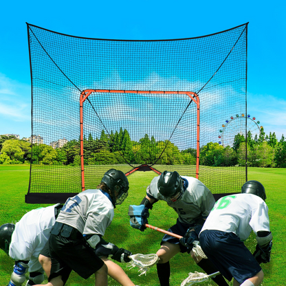 VEVOR 12' x 9' Hockey & Lacrosse Goal Backstop - Quick Setup, Extended Coverage, Perfect for Youth & Adult Training