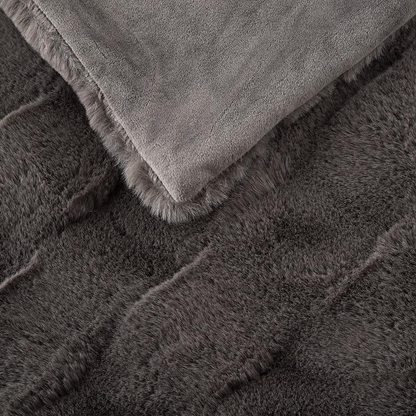 Luxurious Faux Fur Throw Blanket - Ultra Soft, Machine Washable, Basket Weave Pattern - Oeko-Tex Certified