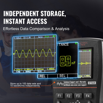 VEVOR 2-in-1 Handheld Digital Oscilloscope – High Precision, Portable Multimeter for Automotive Repair