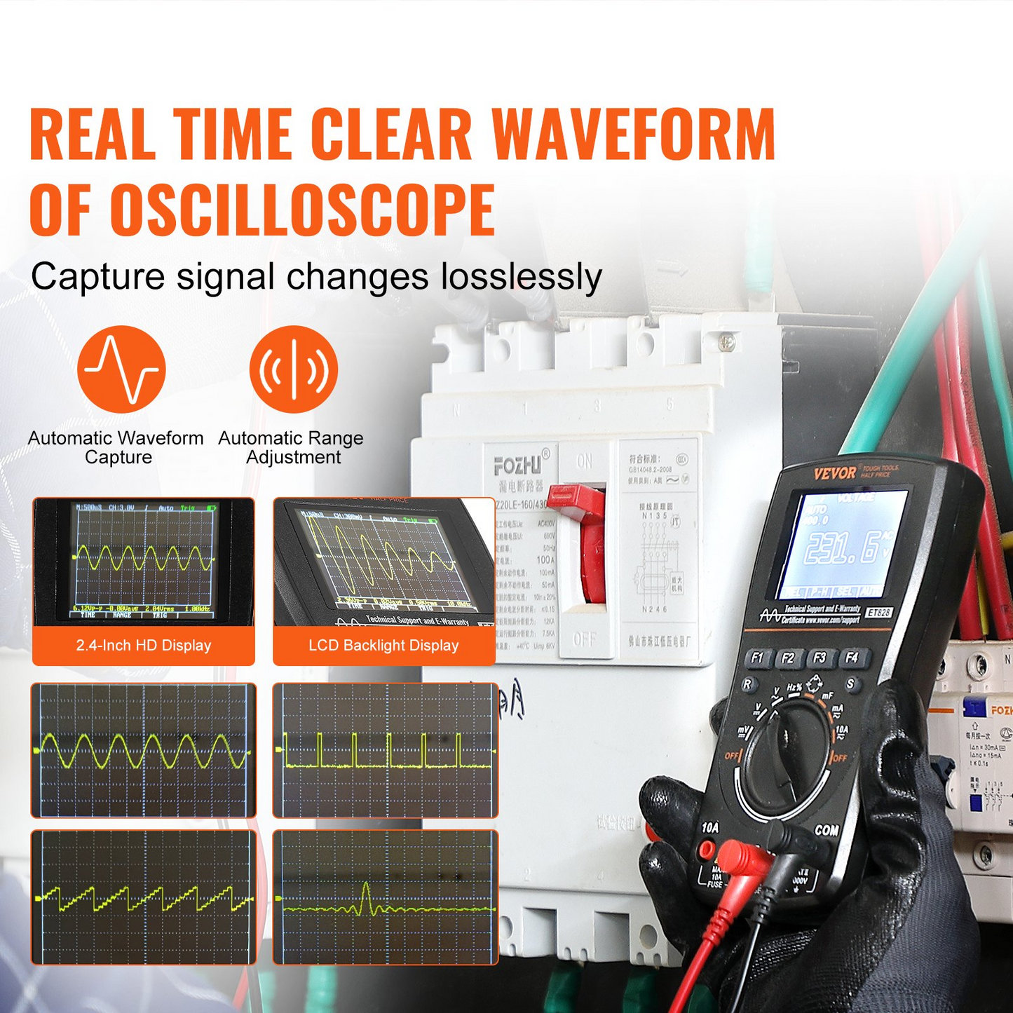 VEVOR 2-in-1 Handheld Digital Oscilloscope – High Precision, Portable Multimeter for Automotive Repair