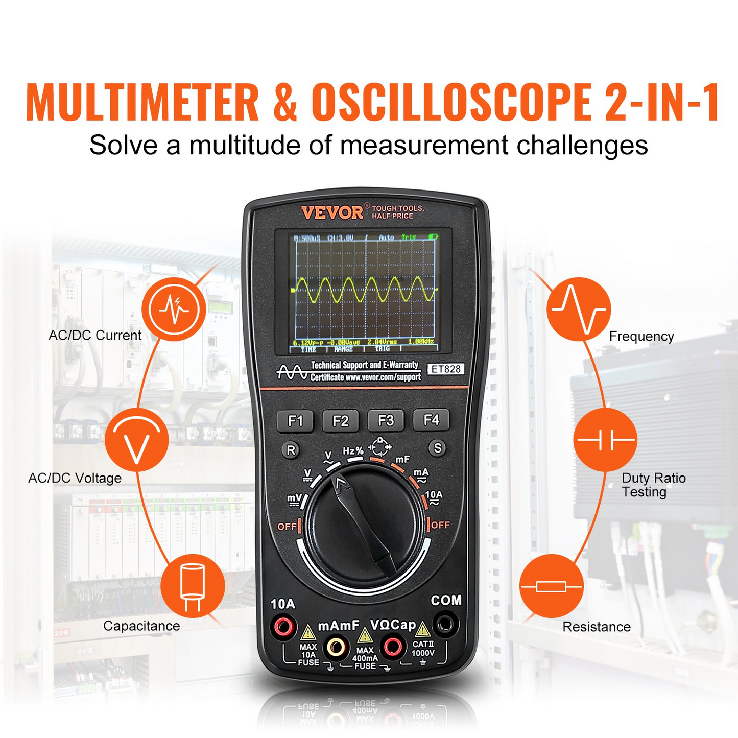 VEVOR 2-in-1 Handheld Digital Oscilloscope – High Precision, Portable Multimeter for Automotive Repair