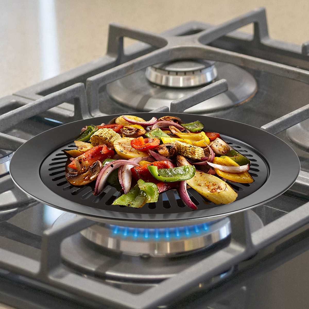 Go Go Smokeless Non-Stick Barbecue Grill - Portable Indoor & Outdoor Cooking, Easy Clean Non-Stick Surface, Healthy Meals