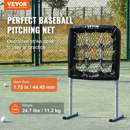 VEVOR 9 Hole Baseball Net - Adjustable 28"x27" Softball & Baseball Training Equipment with Strike Zone & Ground Stakes - Ideal for Pitching & Hitting Practice