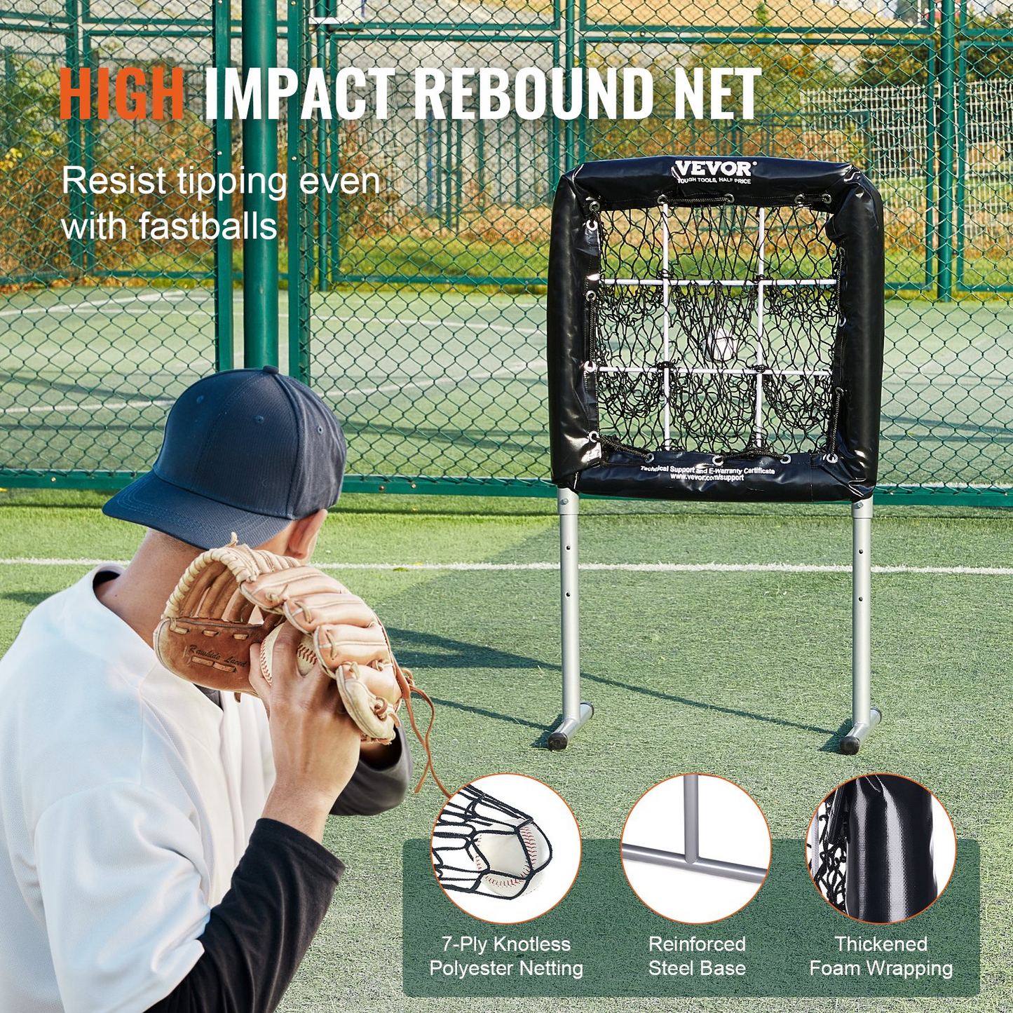 VEVOR 9 Hole Baseball Net - Adjustable 28"x27" Softball & Baseball Training Equipment with Strike Zone & Ground Stakes - Ideal for Pitching & Hitting Practice