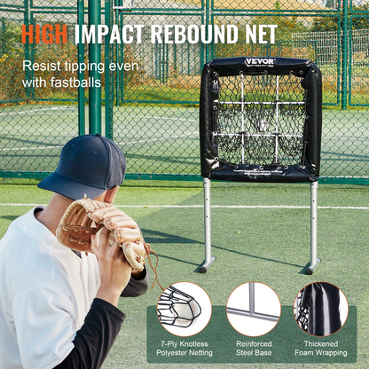 VEVOR 9 Hole Baseball Net - Adjustable 28"x27" Softball & Baseball Training Equipment with Strike Zone & Ground Stakes - Ideal for Pitching & Hitting Practice