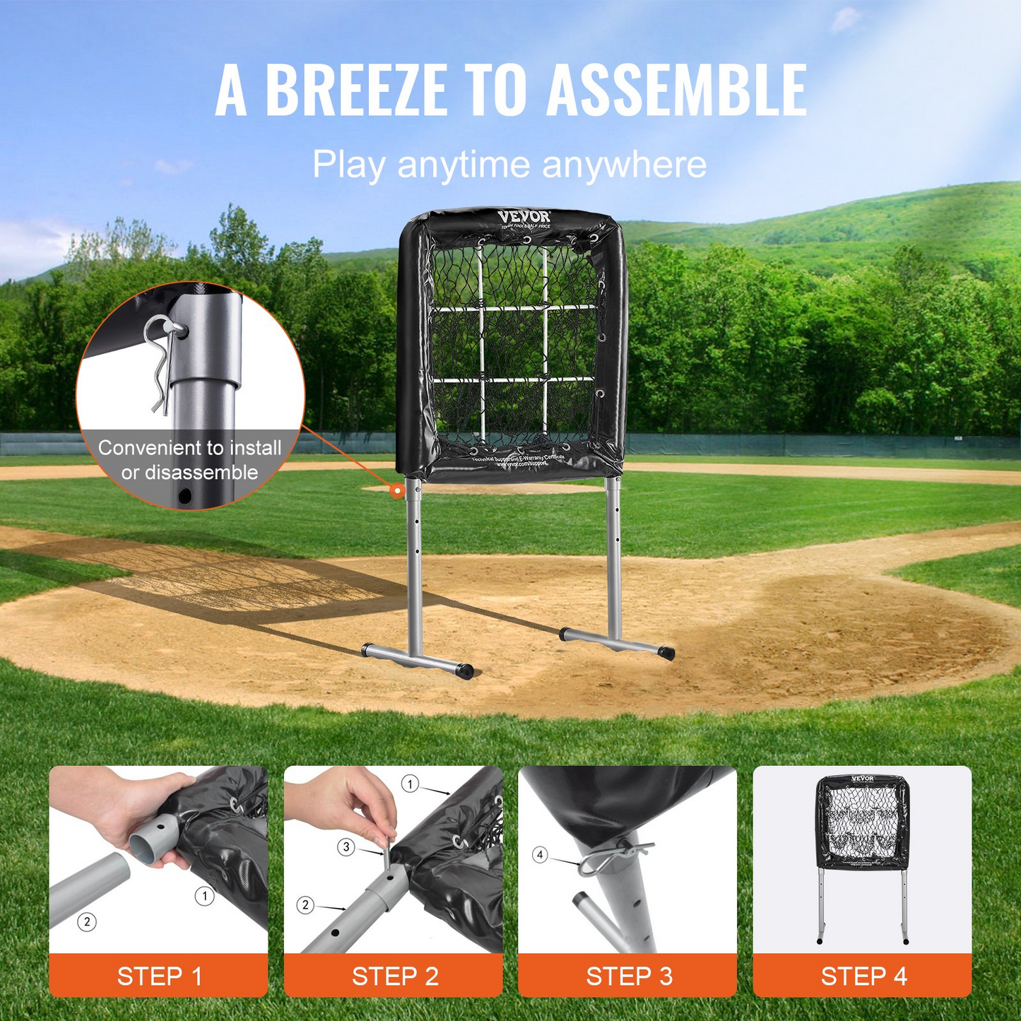 VEVOR 9 Hole Baseball Net - Adjustable 28"x27" Softball & Baseball Training Equipment with Strike Zone & Ground Stakes - Ideal for Pitching & Hitting Practice