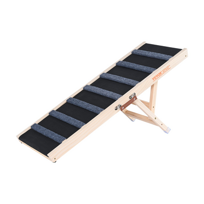 VEVOR Folding Dog Ramp - Adjustable Wooden Pet Ramp for Bed, Couch, Sofa, and Car - Ideal for Small, Large, and Elderly Pets - 5 Height Levels - Portable & Durable Design