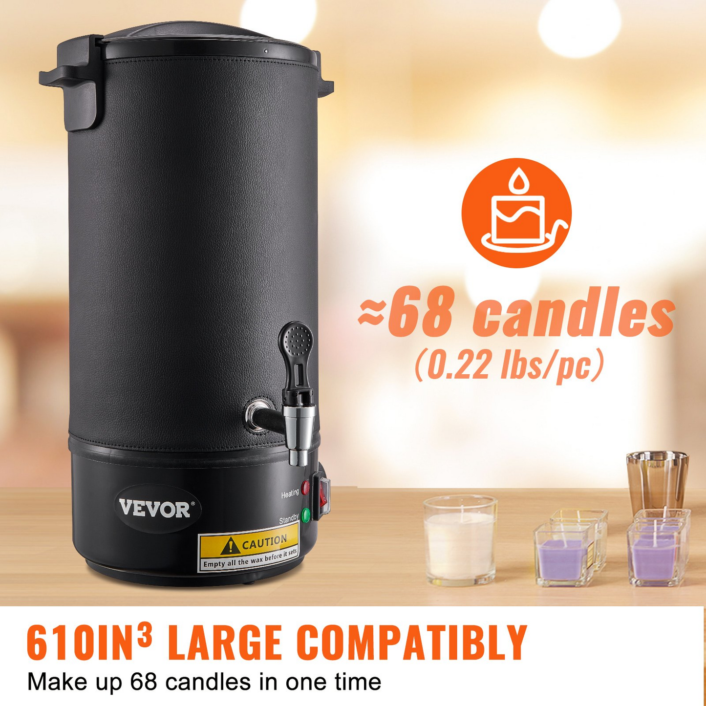 VEVOR 10L Electric Wax Melter for Candle Making | Large Capacity, Easy Pour Spout, 9-Level Temperature Control