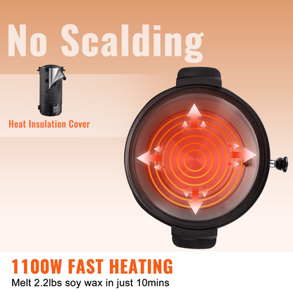 VEVOR 10L Electric Wax Melter for Candle Making | Large Capacity, Easy Pour Spout, 9-Level Temperature Control