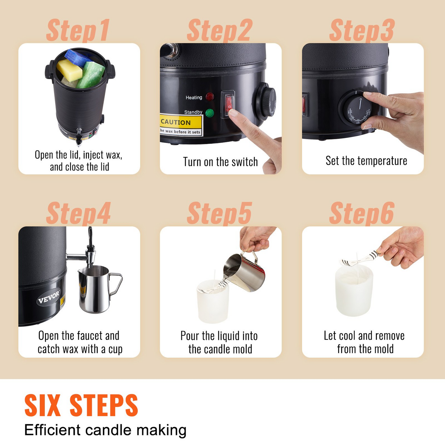 VEVOR 10L Electric Wax Melter for Candle Making | Large Capacity, Easy Pour Spout, 9-Level Temperature Control