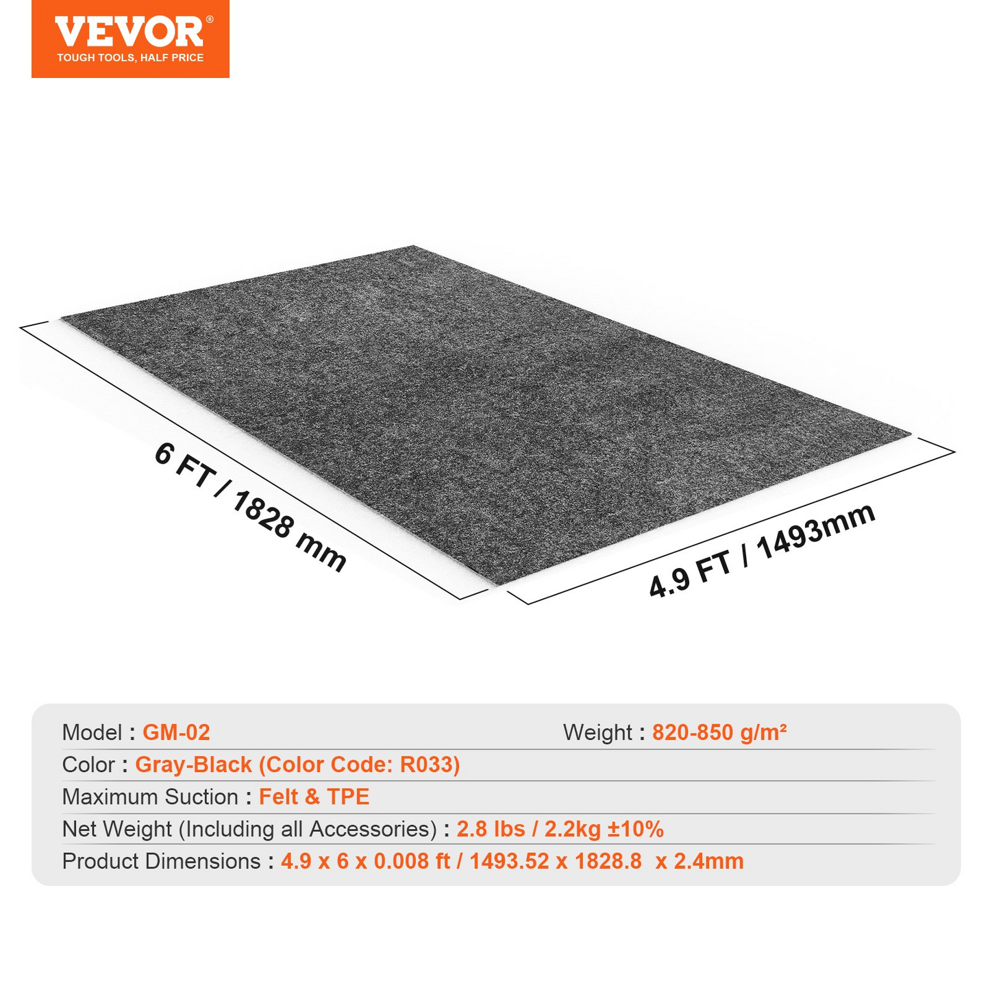 VEVOR Waterproof Garage Floor Mat | Heavy Duty Containment Mat