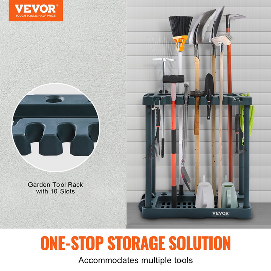 VEVOR Garden Tool Organizer – 10 Slot Yard Tool Tower Rack for Efficient Garage & Shed Organization