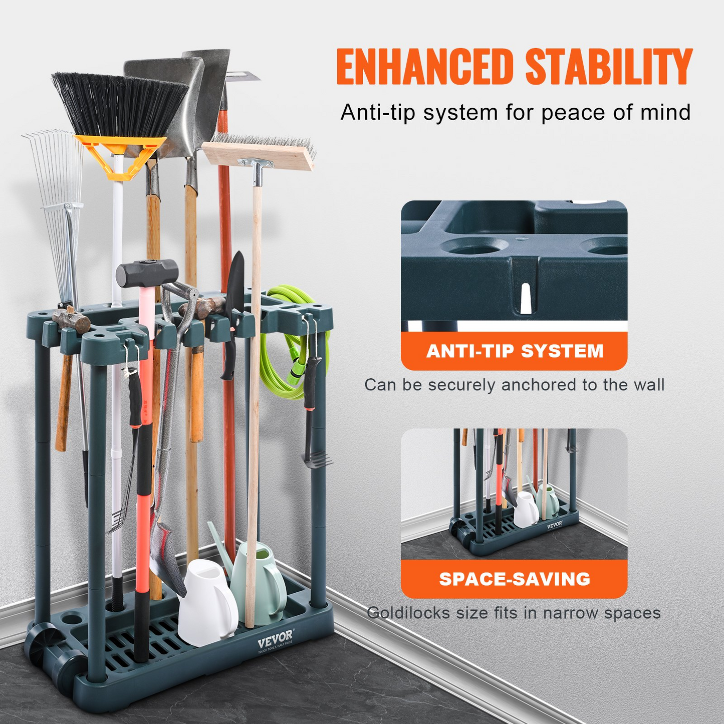 VEVOR Garden Tool Organizer – 10 Slot Yard Tool Tower Rack for Efficient Garage & Shed Organization