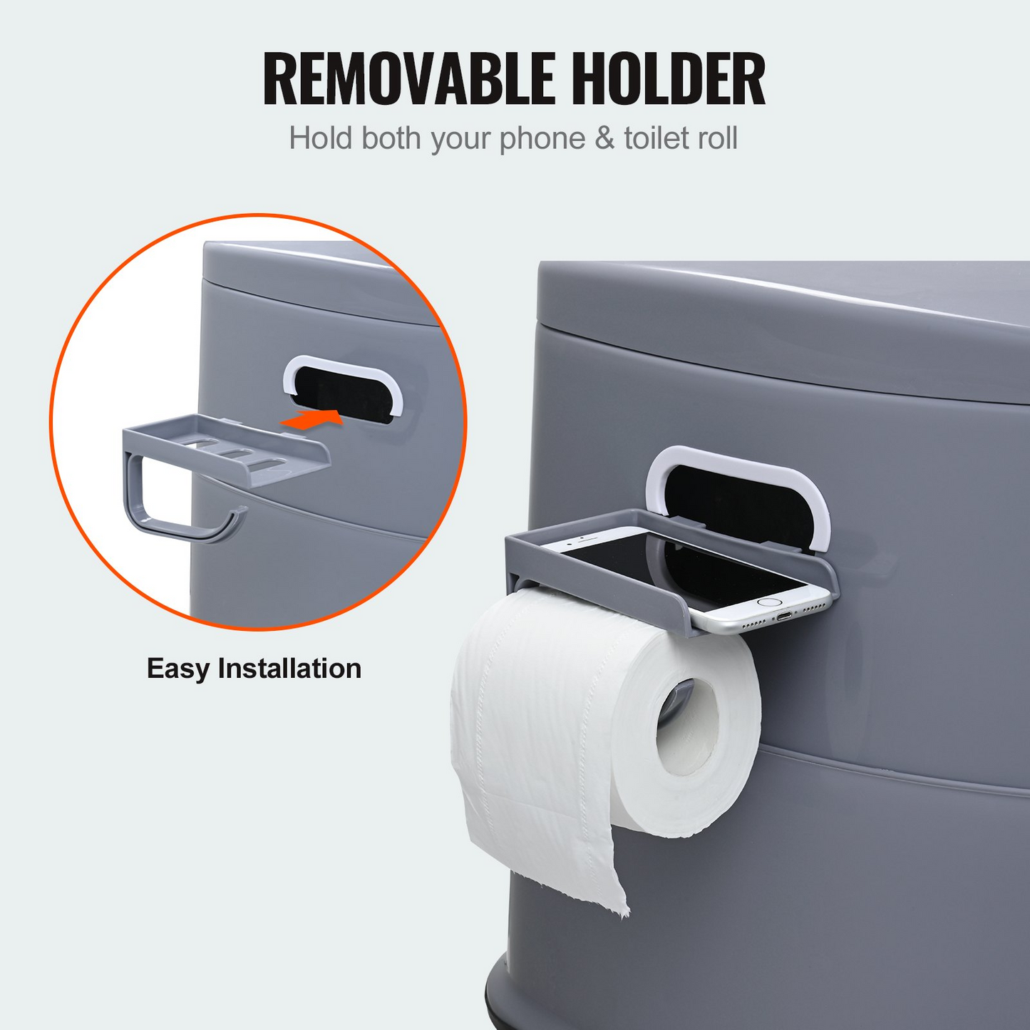 VEVOR Portable Camping Toilet - 1.3 Gallon Porta Potty with Removable Paper Holder, Dual Lids for Odor Control, Lightweight & Durable for Outdoor Adventures
