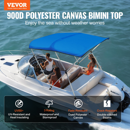 VEVOR 3 Bow Bimini Top Boat Cover - Waterproof and Sun Shade