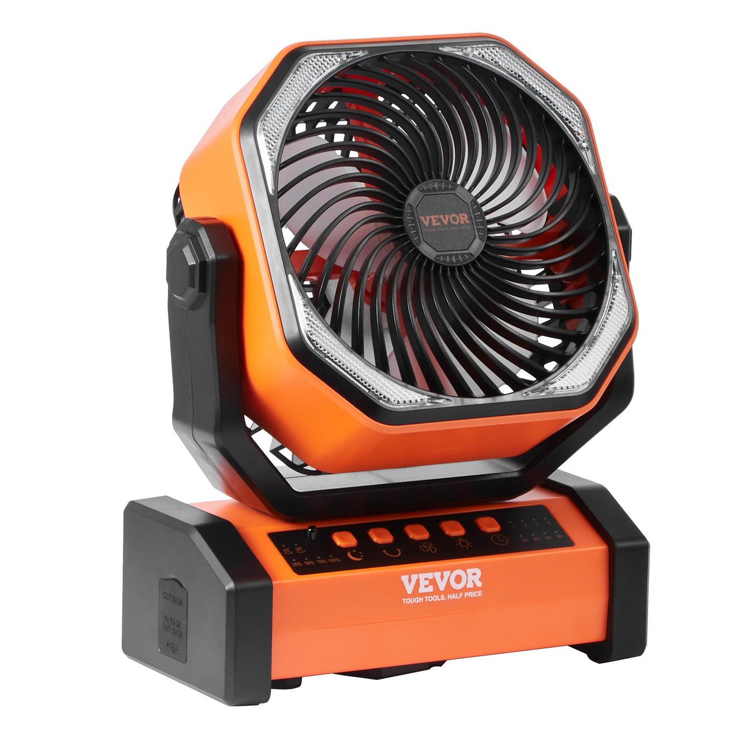 VEVOR 8-Inch Rechargeable Portable Fan with LED Lantern - 20000mAh Battery, 4-Speed Adjustable, Lightweight & Durable for Camping, Travel, Home & Office