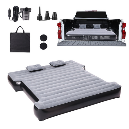 VEVOR Truck Bed Air Mattress - Inflatable Camping Bed for Short Truck Beds, with 12V Air Pump, 600 lbs Load Capacity, Includes Pillows and Carry Bag