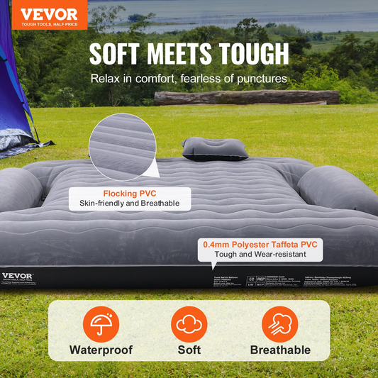 VEVOR Truck Bed Air Mattress for Camping - Inflatable Mattress with 12V Air Pump, Pillows & Carry Bag | Fits 6-6.5 ft Truck Beds, Up to 800 lbs Capacity