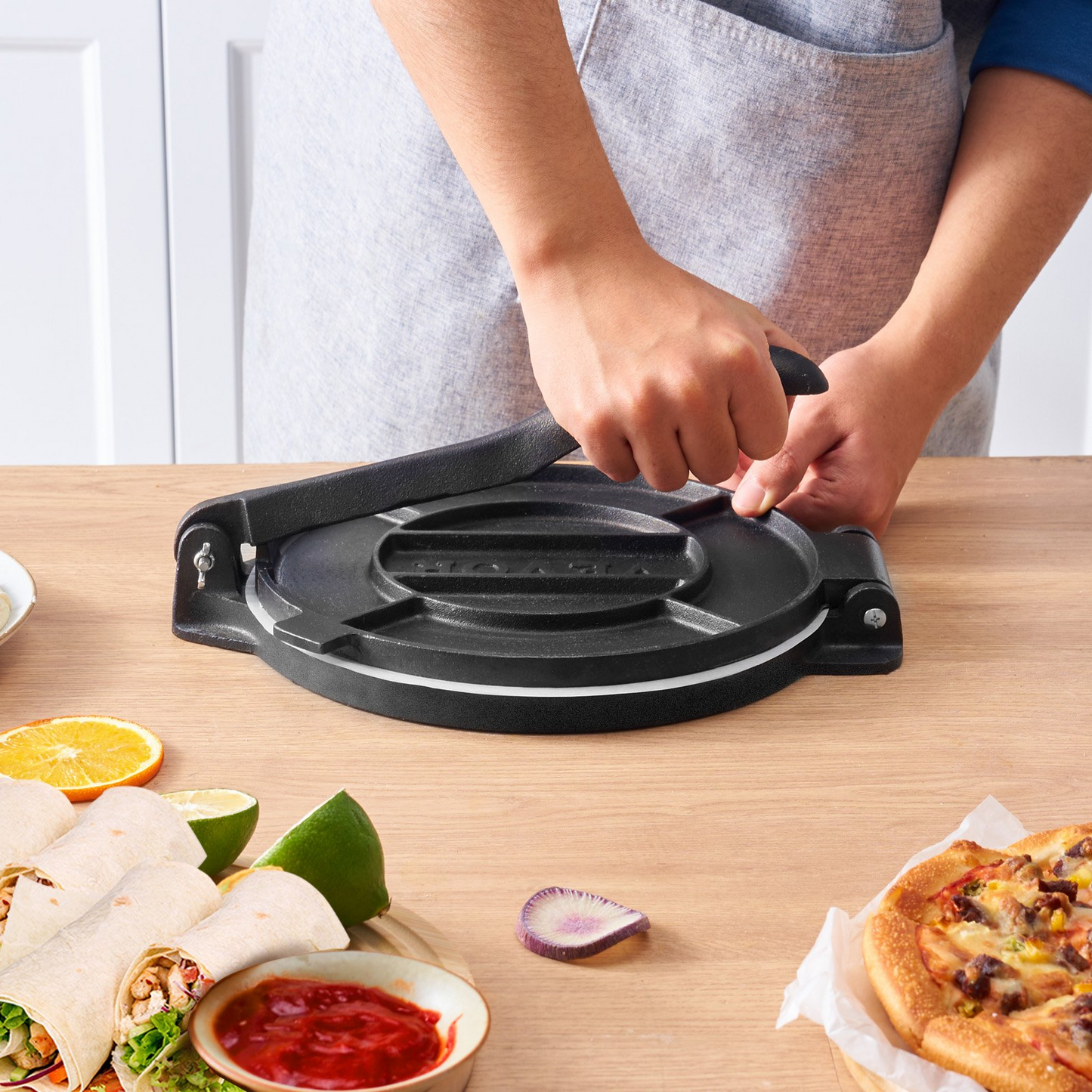 VEVOR 8-Inch Cast Iron Tortilla Press - Heavy Duty Tortilladora for Authentic Tortillas and Rotis