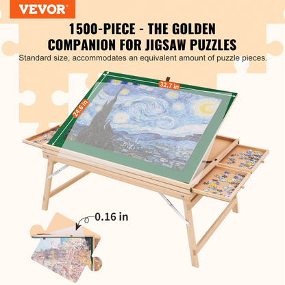 VEVOR 1500 Piece Puzzle Table with Folding Legs and 4 Drawers