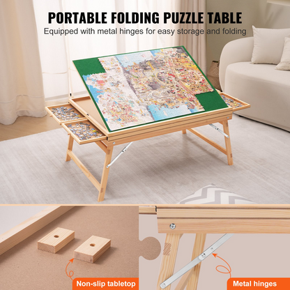 VEVOR 1500 Piece Puzzle Table with Folding Legs and 4 Drawers