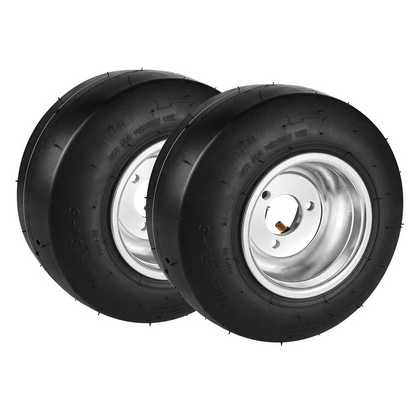 Go Kart Tires and Rims, 10x4.5-5" Durable Front Wheels, 2-Pack for Enhanced Performance and Stability