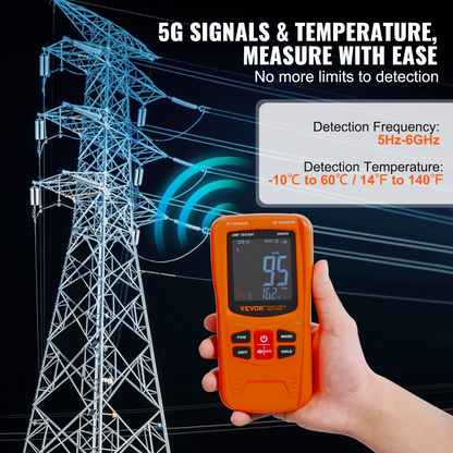 VEVOR 3-in-1 EMF Meter - Handheld Rechargeable Electromagnetic Field Radiation Detector