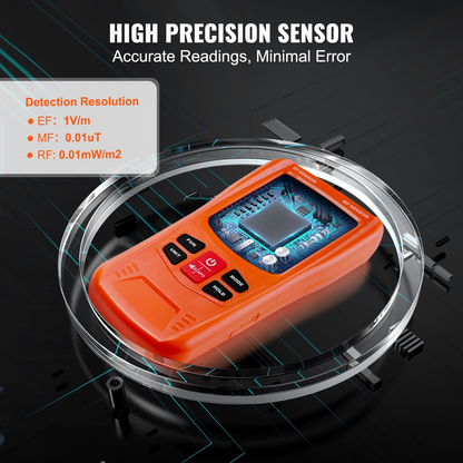 VEVOR 3-in-1 EMF Meter - Handheld Rechargeable Electromagnetic Field Radiation Detector