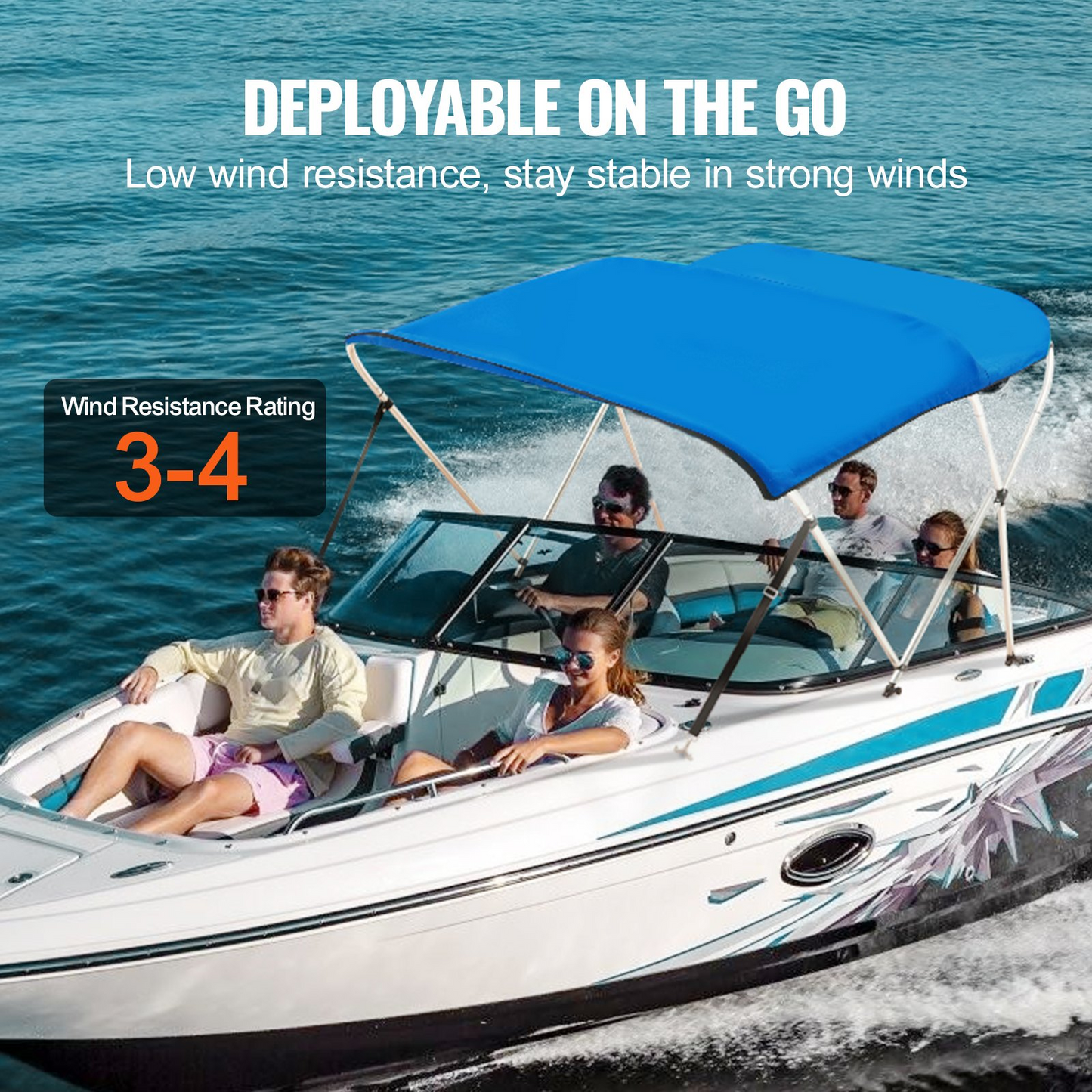 VEVOR 3 Bow Bimini Top Boat Cover - Waterproof and Sun Shade