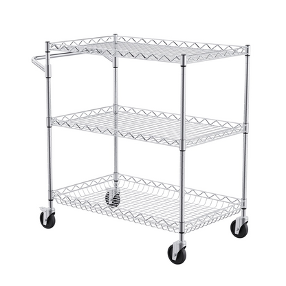 VEVOR 3-Tier Utility Cart Rolling Cart on Wheels 30"x18"x32.4" - Durable and Versatile