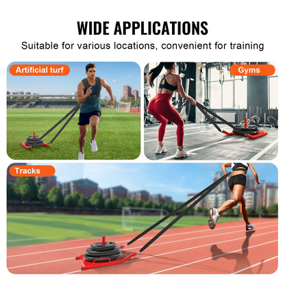 VEVOR Weight Training Pull Sled - Fitness Strength Speed Training Sled for Athletic Exercise and Speed Improvement - Red