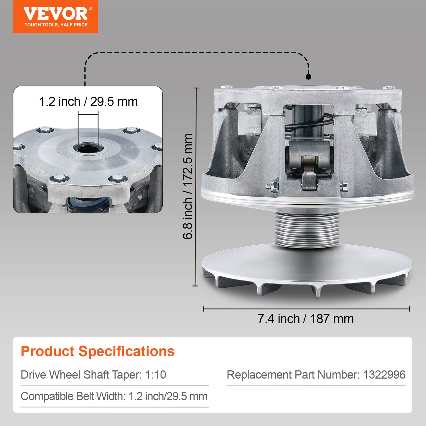 VEVOR Primary Drive Clutch for Polaris RZR 800 & Ranger 800 (2010-2017) - High-Performance, Durable Alloy, Easy Installation