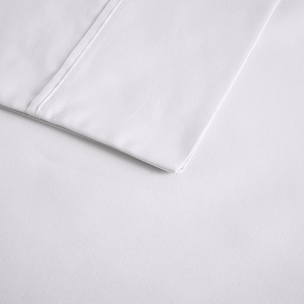 600 Thread Count Cooling Cotton Blend 4 PC Sheet Set - Luxurious & Breathable, Perfect for Hot Sleepers, White