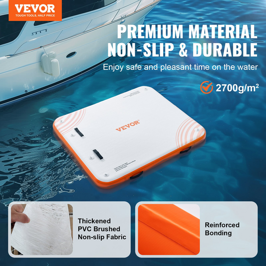 VEVOR Inflatable Floating Dock - 6x5FT Durable Non-Slip Water Mat with Detachable Ladder - Ideal for Pool, Beach, and Ocean Adventures