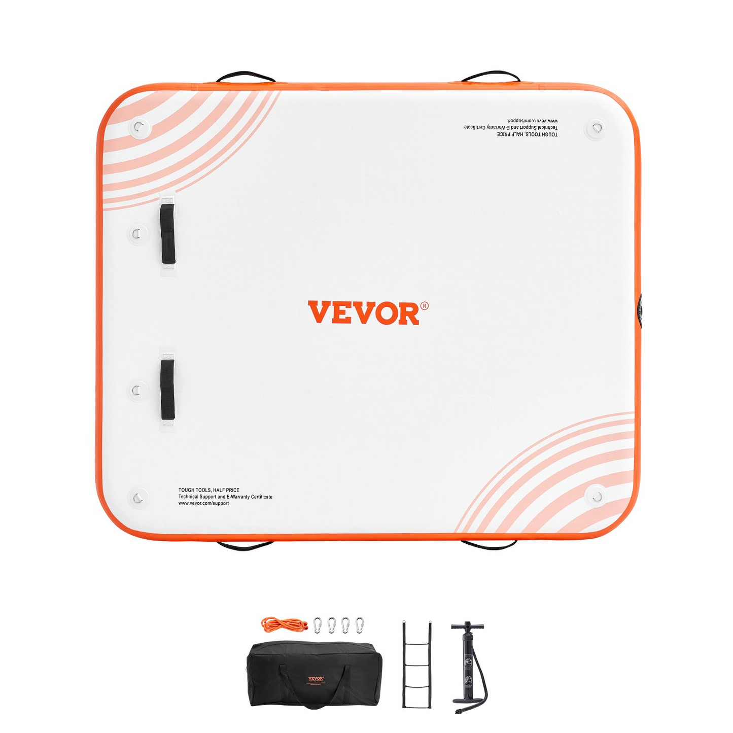 VEVOR Inflatable Floating Dock - 6x5FT Durable Non-Slip Water Mat with Detachable Ladder - Ideal for Pool, Beach, and Ocean Adventures