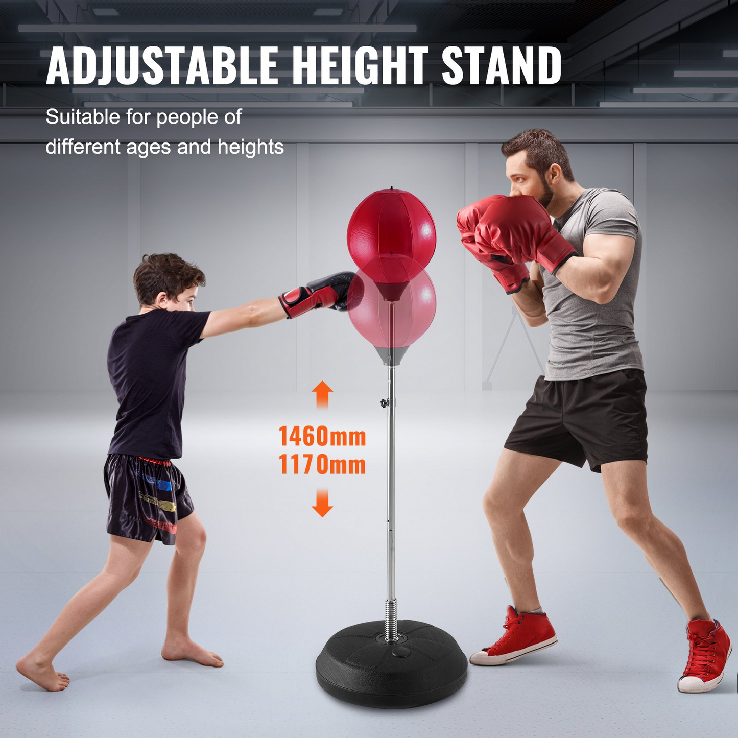 Adjustable Free Standing Punching Bag Set with Boxing Gloves - Home Gym Training for Kids & Adults