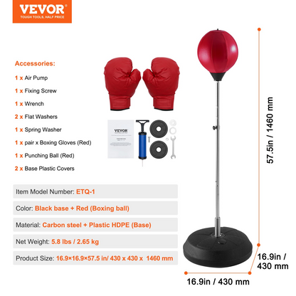 Adjustable Free Standing Punching Bag Set with Boxing Gloves - Home Gym Training for Kids & Adults