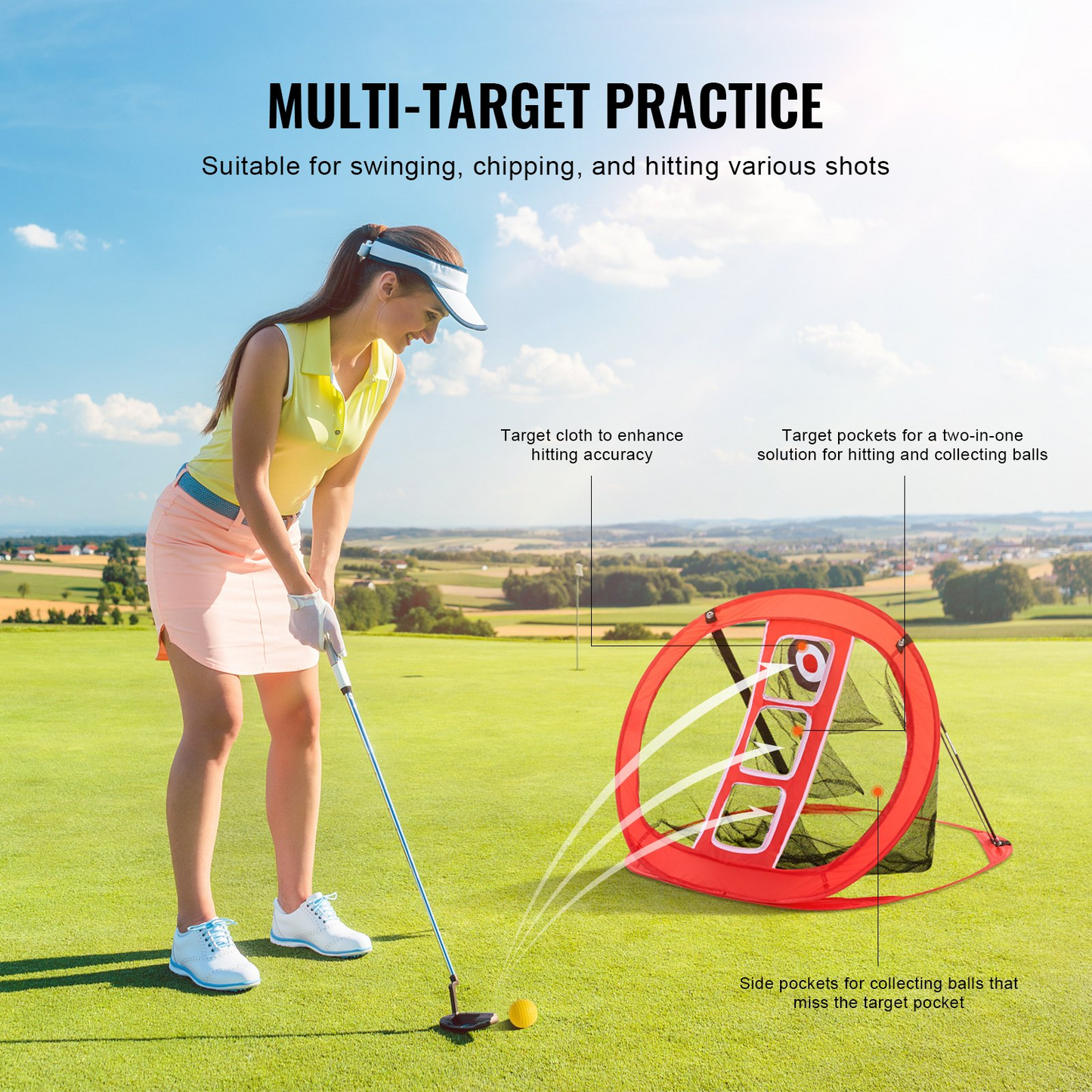 VEVOR Portable & Durable Golf Chipping Net - Indoor/Outdoor Practice Net for Precision Training, Compact & Easy Setup