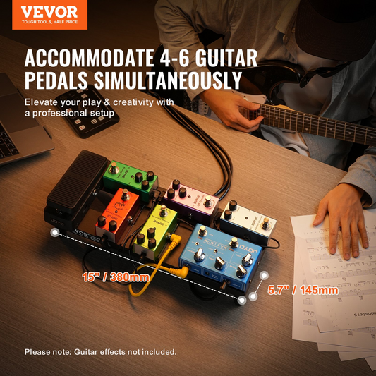 VEVOR Super Light Aluminum Alloy Guitar Pedal Board ??Portable & Durable | Holds 4-6 Pedals | 15'' x 5.7'' | Perfect for Gigs & Studio Sessions
