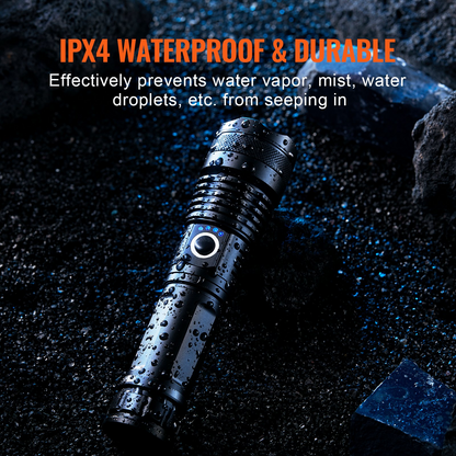 VEVOR 10000 Lumen Rechargeable Flashlight - 5 Lighting Modes, High Lumens, Waterproof Aluminum Alloy for Outdoor & Emergency Use