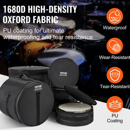 5-Piece Drum Bag Set - Premium Oxford Fabric - Padded Protection - Easy Transport