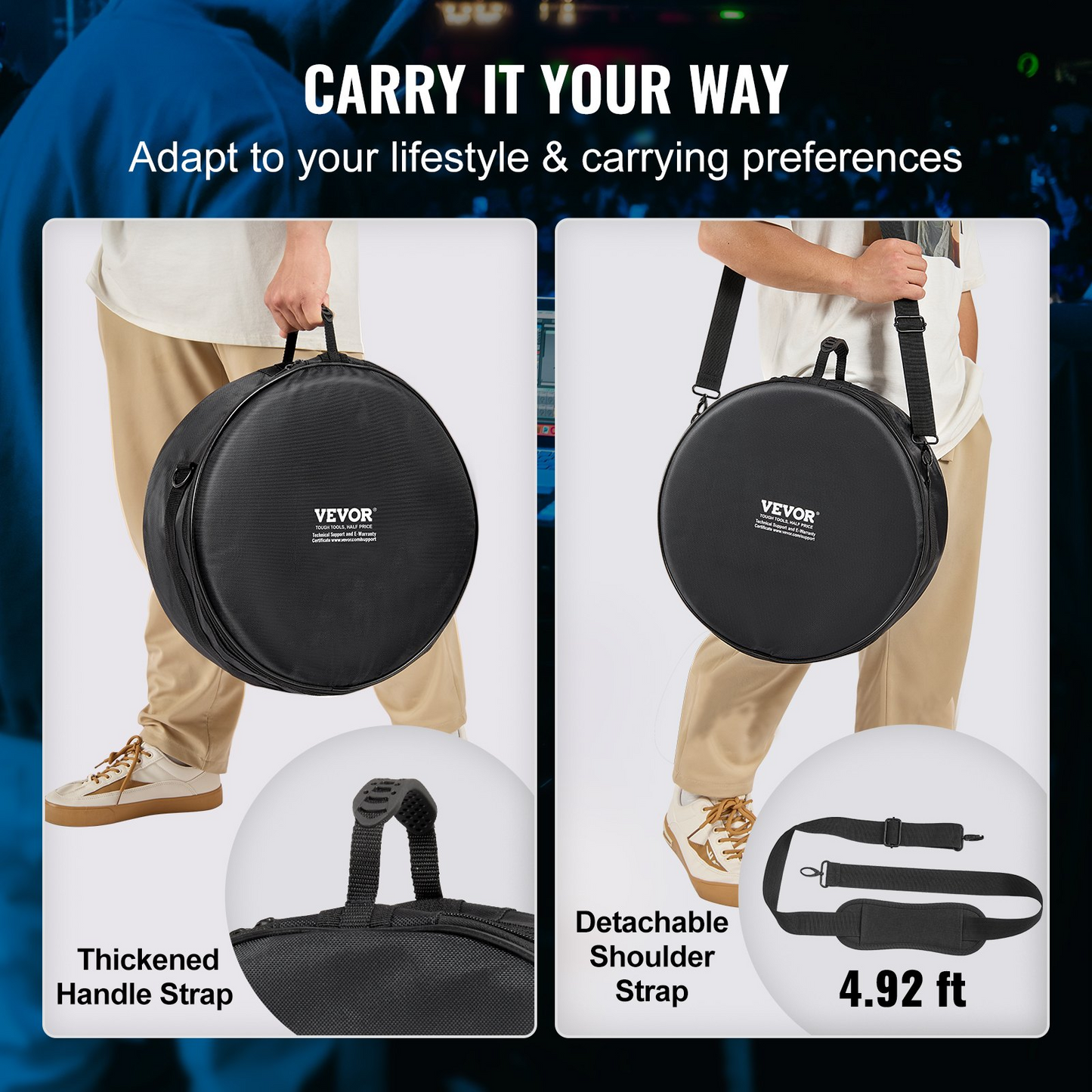 VEVOR 5-Piece Drum Bag Set | Premium Protection with Durable 1680D Oxford Fabric | Padded Drum Cases with Detachable Straps and Handles for Easy Transport