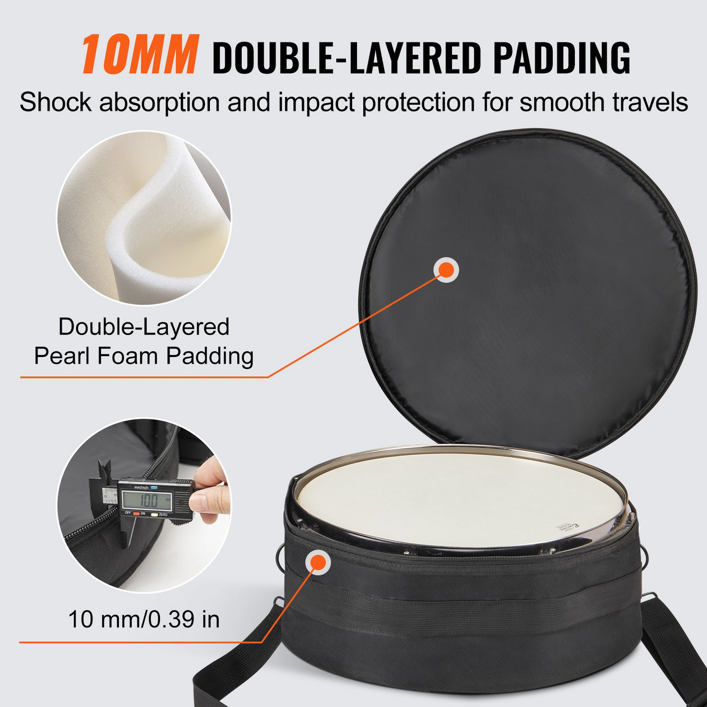 VEVOR 5-Piece Drum Bag Set | Premium Protection with Durable 1680D Oxford Fabric | Padded Drum Cases with Detachable Straps and Handles for Easy Transport