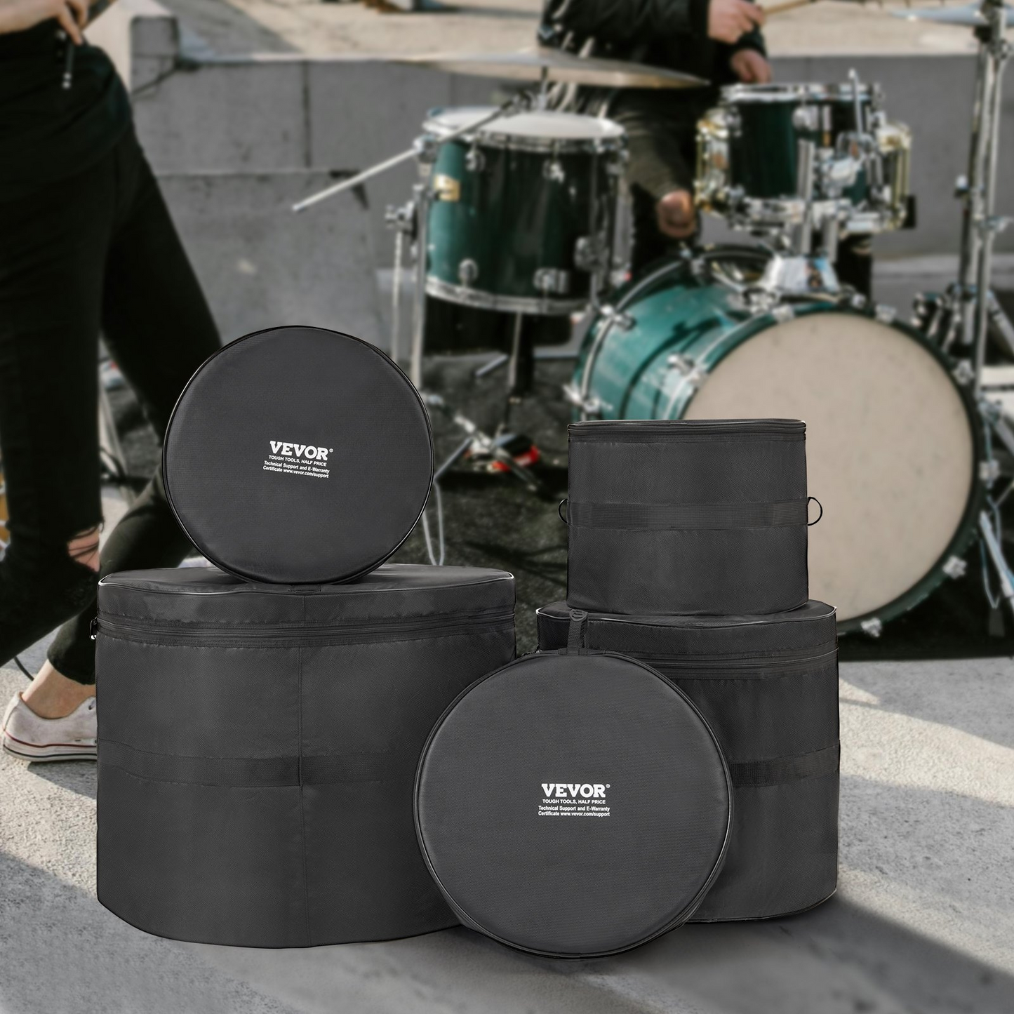 5-Piece Drum Bag Set - Premium Oxford Fabric - Padded Protection - Easy Transport