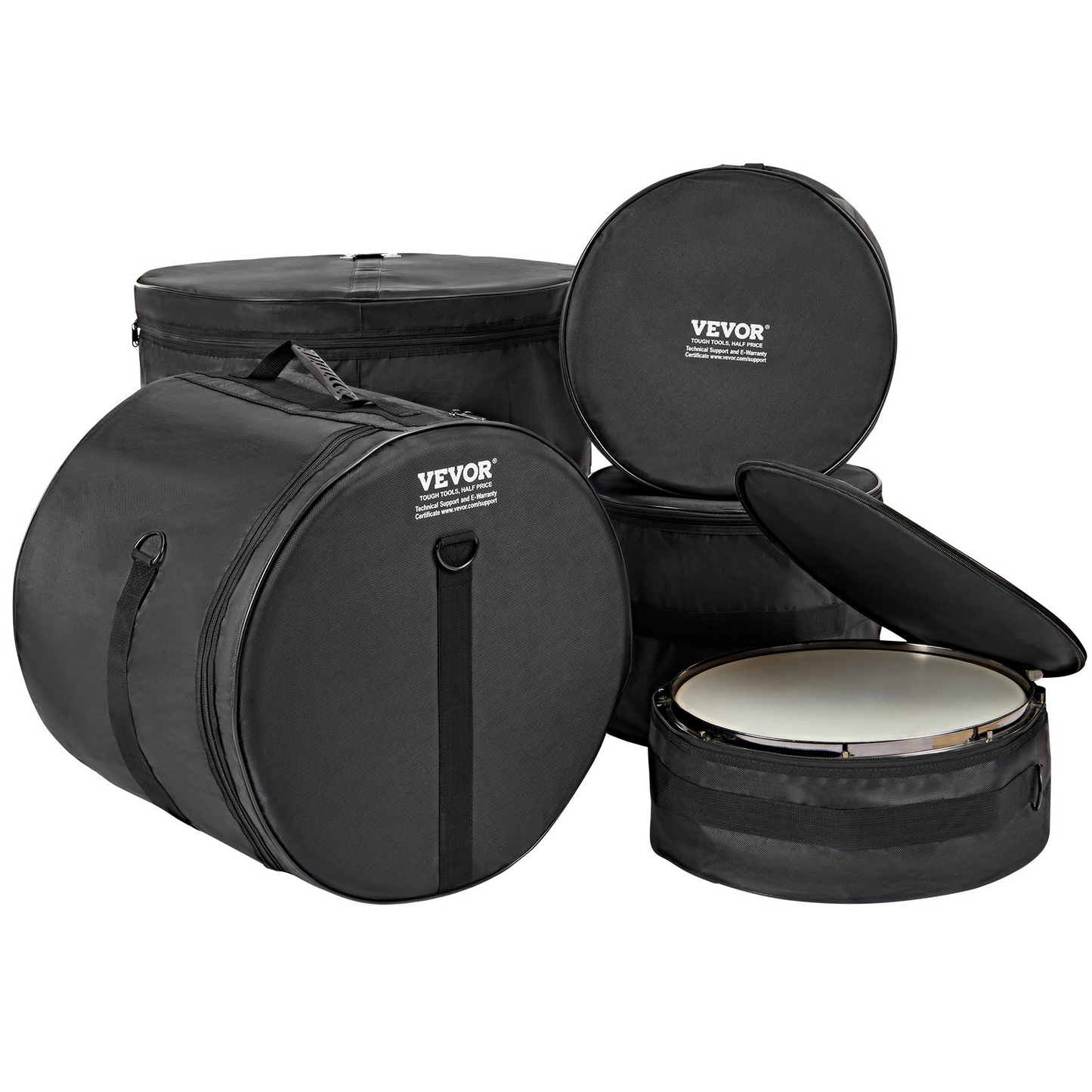 VEVOR 5-Piece Drum Bag Set | Premium Protection with Durable 1680D Oxford Fabric | Padded Drum Cases with Detachable Straps and Handles for Easy Transport