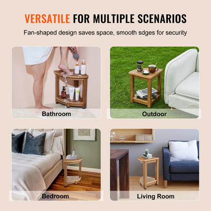 VEVOR Corner Shower Bench - Durable Faux Wood Grain Polystyrene, Water-Resistant Shower Stool with Storage Shelf, Perfect for Indoor and Outdoor Use